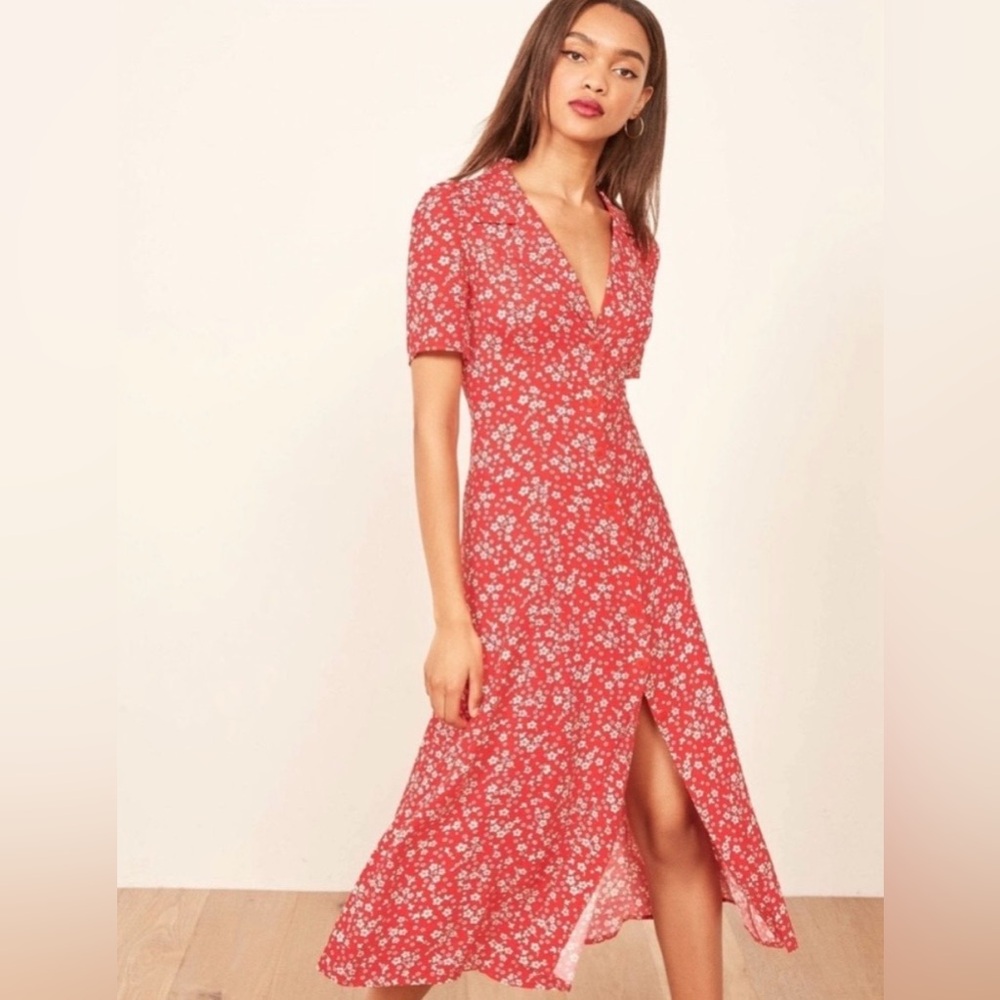 Reformation Red Floral Maxi Dress